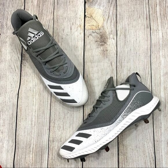 Adidas Grey & White Icon Bounce Baseball Cleats Size 17 main image 7